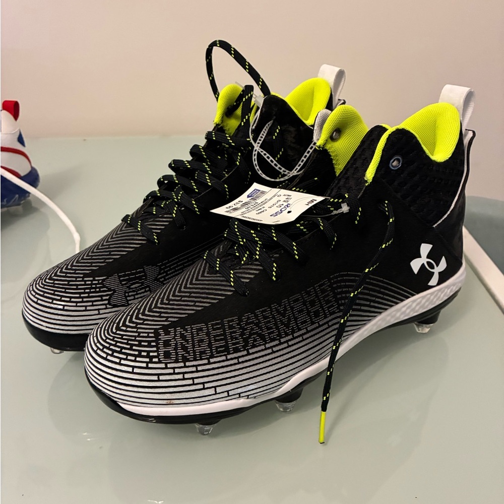Under Armour Black and White Athletic Shoes with Neon Highlights